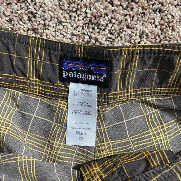 Mens Patagonia Board Swim Nylon Shorts Wavefarer Surf Beach Size 32 Plaid - Picture 4 of 7